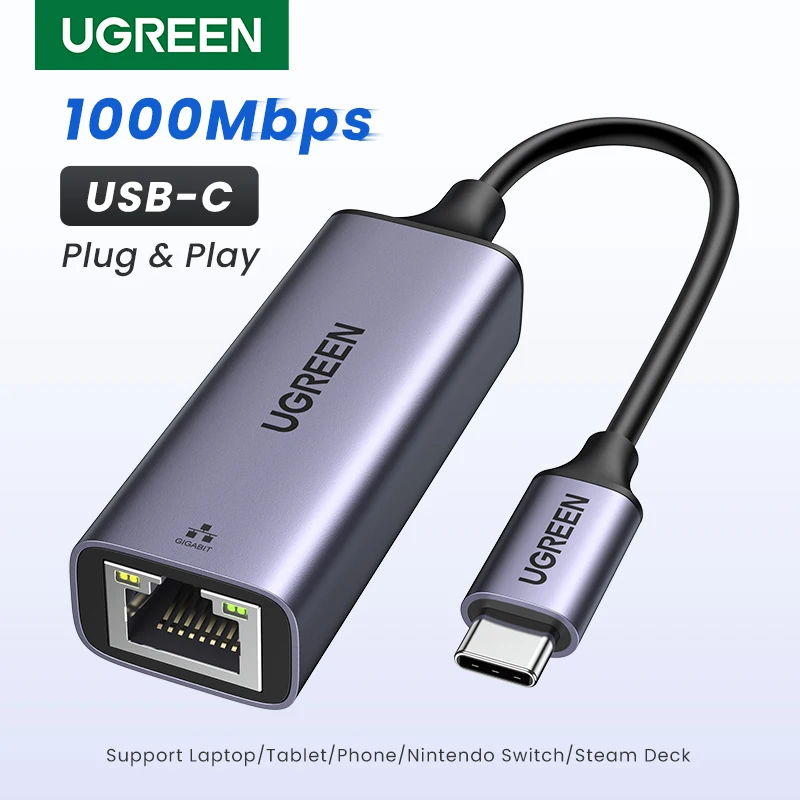 UGREEN USB Ethernet 1000 Мбит/с USB C к RJ45 Lan Thunderbolt 3 для ноутбука ПК MacBook Samsung Windows Type C сетевая карта интернет
