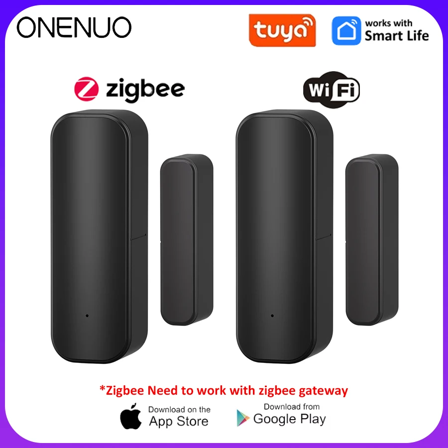 Tuya ZigBee/WiFi Raamdeursensor Smart Home Draadloze deur Open Close Detectoren APP Alarm op afstand Werk met Alexa Google Home