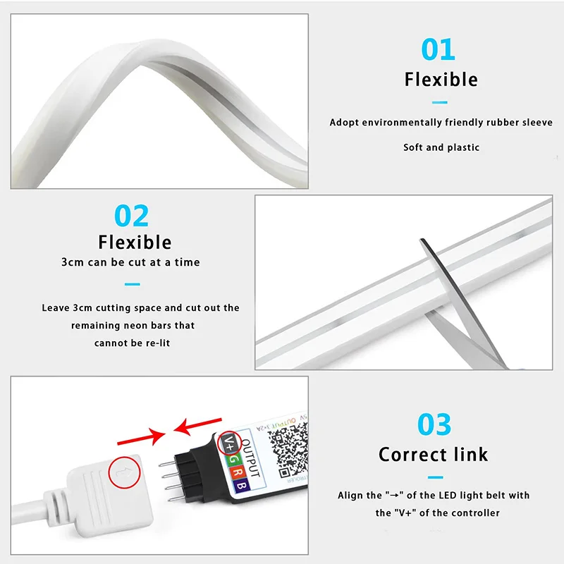 USB RGB Neon LED Strip 1M 2M 3M 5M WiFi 5V RGB Strip Work With Tuya App/Smart Life/Alexa for Game Home Neon Decor Lighting