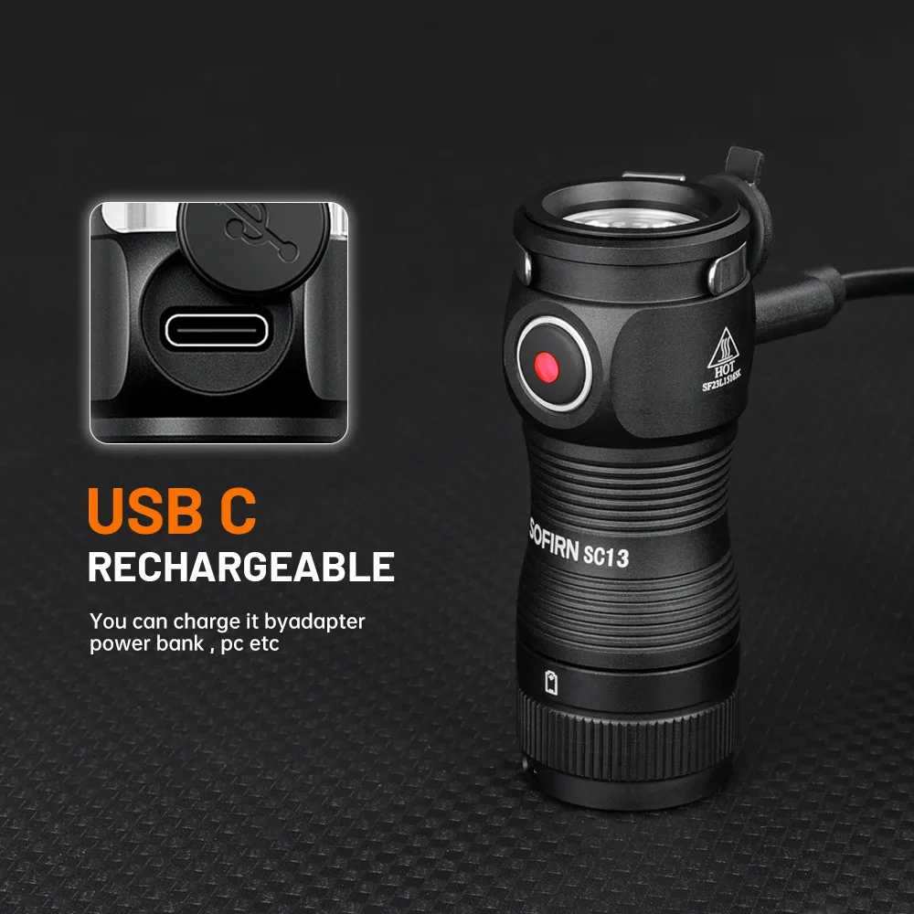 Sofirn Mini SC13 Powerful Flashlight SST40/519A LED 1300lm 18350 Rechargeable Led Light 95 High CRI Torch Lamp with Magnetic