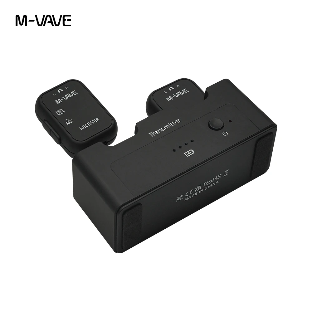 M-VAVE SWS12 WP-12 2,4G sistema de Monitor de auriculares inalámbricos, transmisor recargable 2 receptores con botón de volumen, función de silencio
