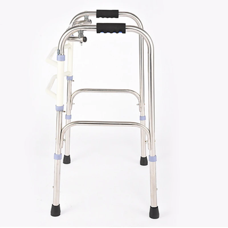 สแตนเลสผู้สูงอายุ Walker ปรับ Handrail สนับสนุนกรอบพับเดิน Aid Anti-SLIP Cane เก้าอี้สําหรับผู้สูงอายุ