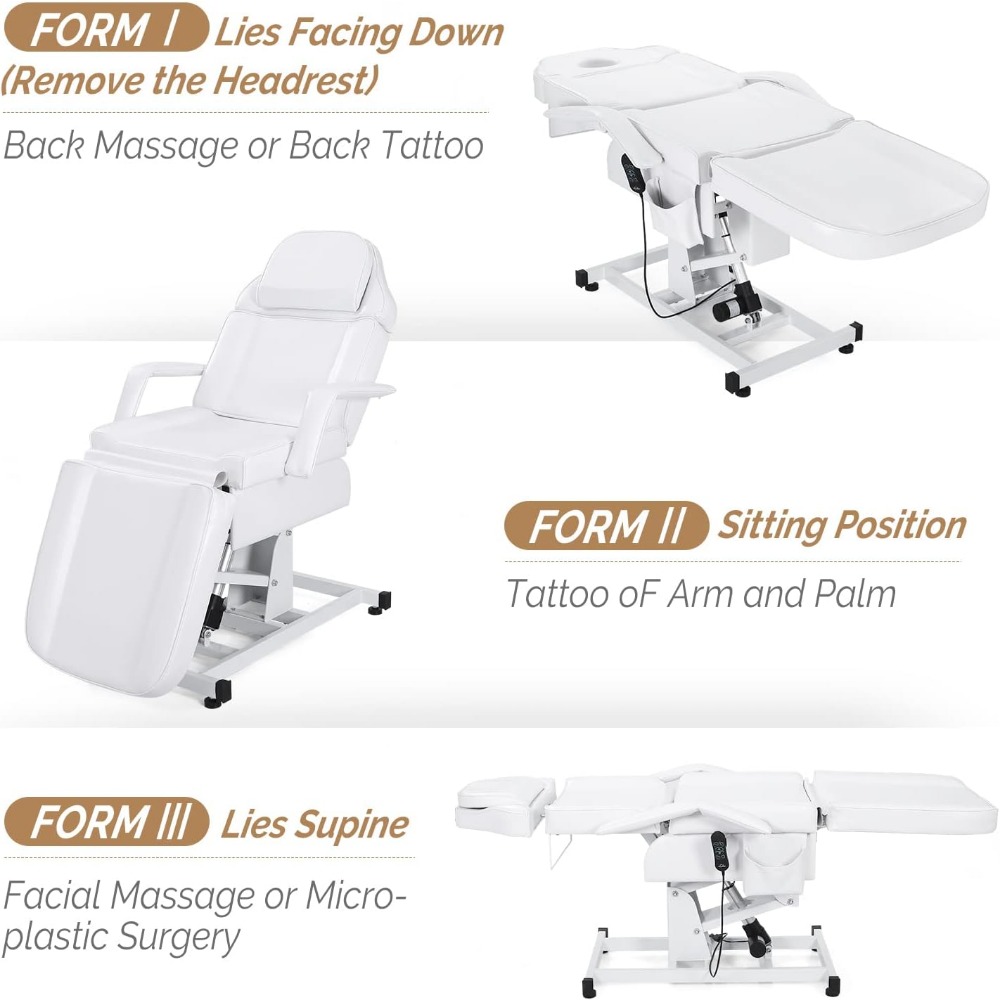 Massage bed.Fully ElectricSalonFacialBed Chair,Multi-Purpose Massage Tattoo Lash Waxing Table,Height Backrest FootrestAdjustable
