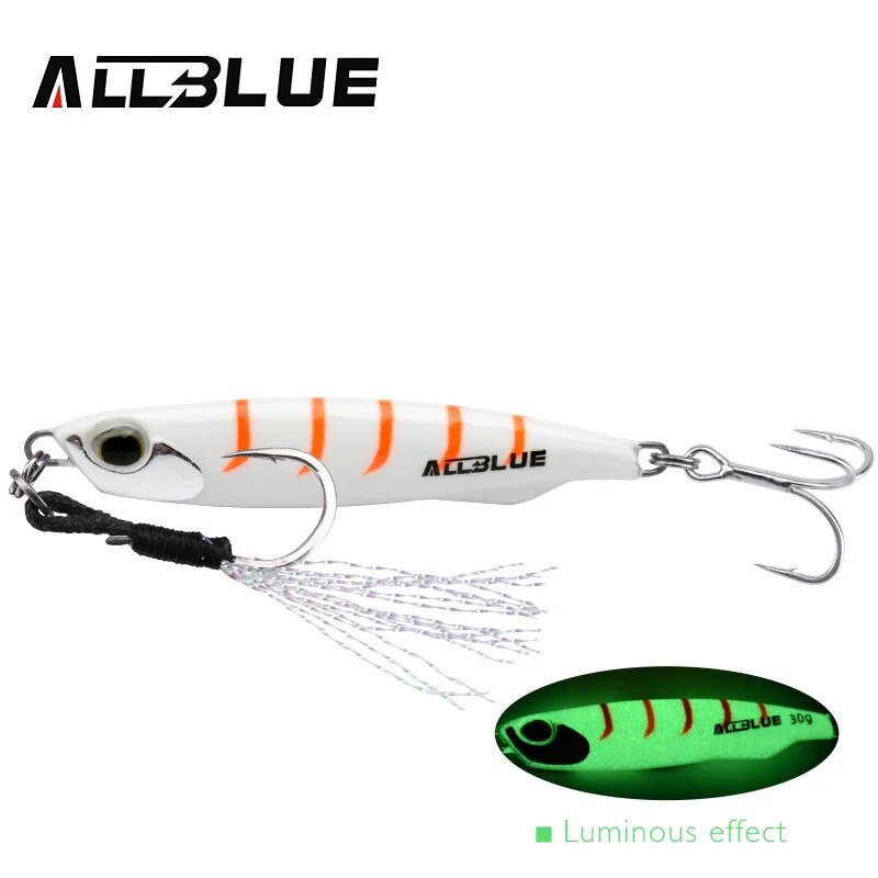 ALLBLUE DRAGER SLIM Metall Casting Jig Löffel 20G 30G 40G 60G Shore Drag Cast Jigging Seebarsch Köder Künstliche Köder Angelgerät