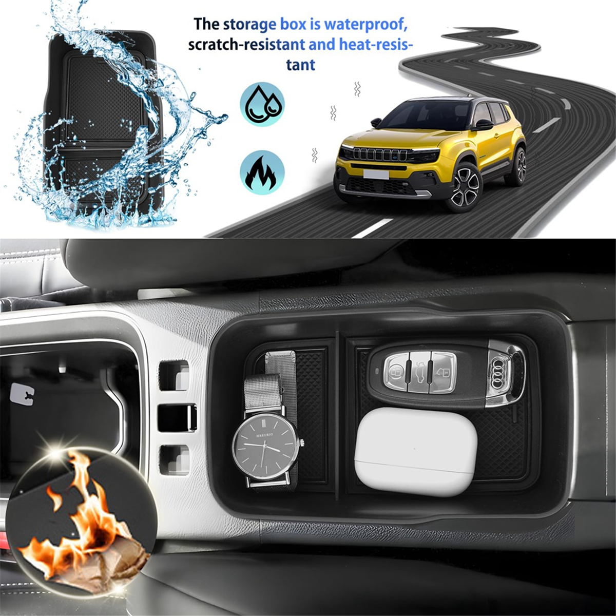 Centre คอนโซลจัดระเบียบคอนโซล, ถาดเก็บของที่พักแขนสำหรับรถจี๊ป avenger EV กล่อง2024ถุงมือ2023อุปกรณ์ตกแต่งภายใน