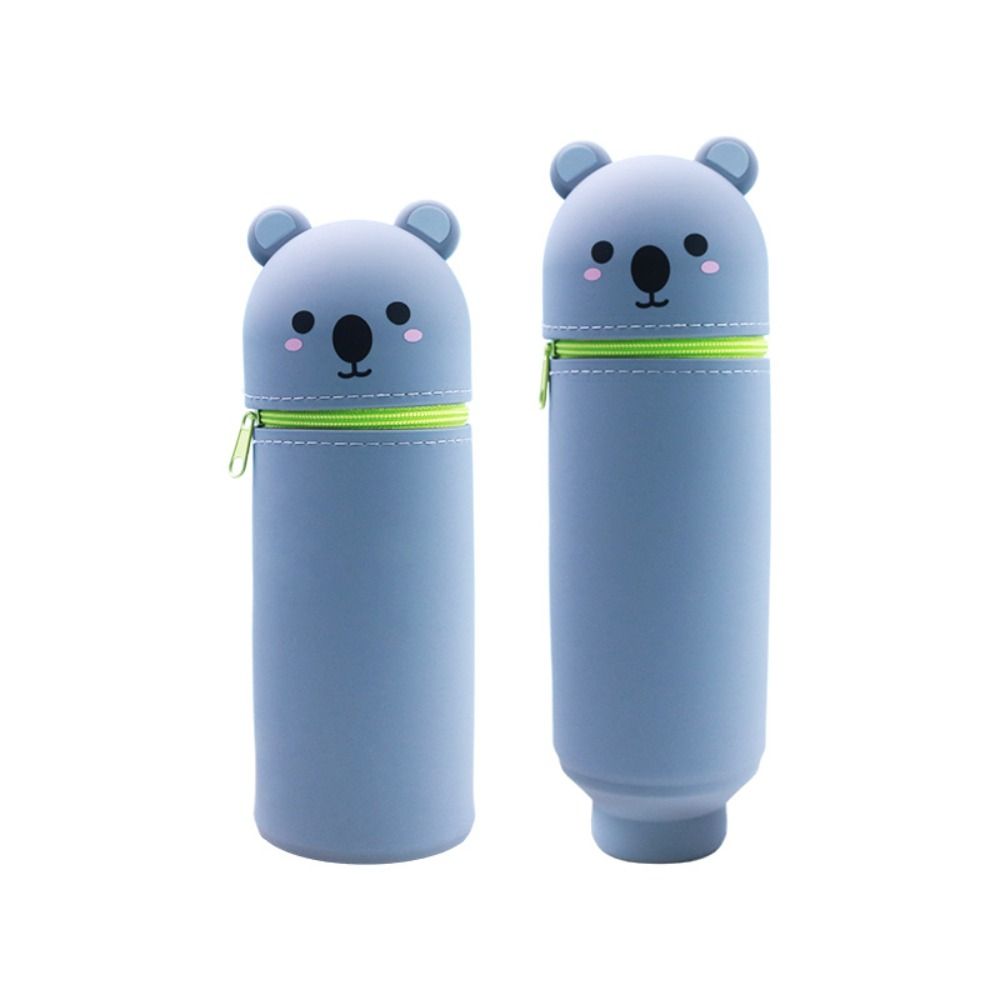 1pc Cute Foldable Pencil Case Silicone Dirt Resistant Pen Container Broken-resistant Rabbit Shark Pen Box for Students