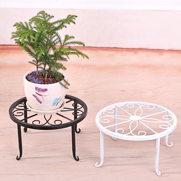 Soportes de plantas de Metal para maceta, soporte en maceta de hierro negro resistente, contenedor de macetero de Metal a prueba de herrumbre para interiores y exteriores R