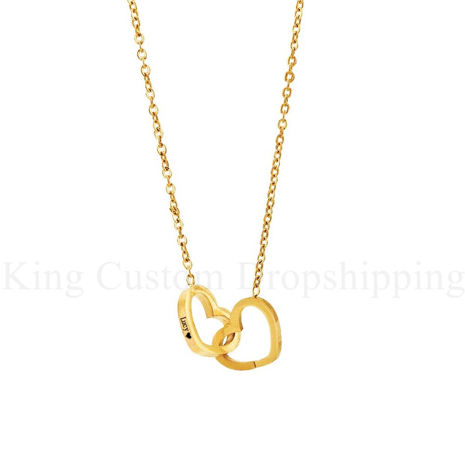 Colar de aço com nome gravado personalizado, caixa de rosa real eterna, coração duplo, aniversário, joia, presente
