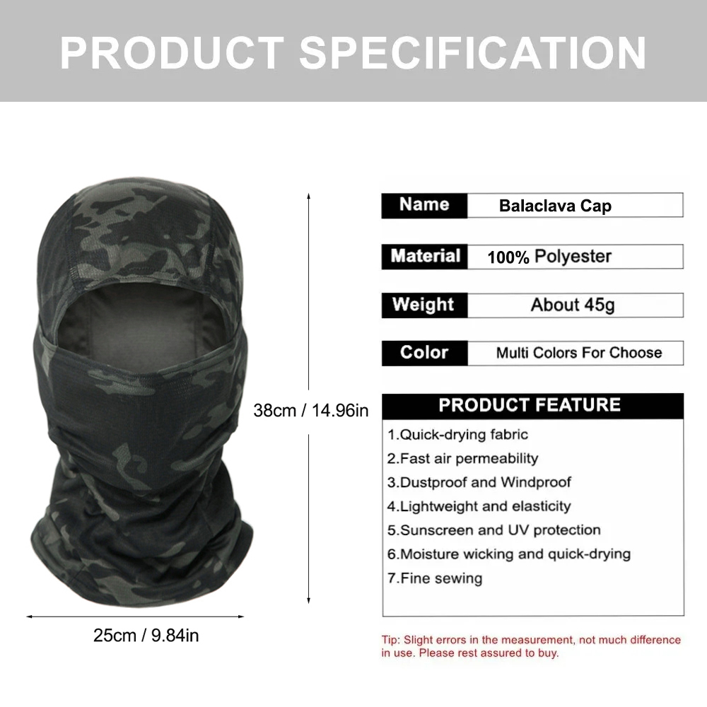 Camouflage Sturmhaube Hut Radfahren Vollgesichtsmaske Outdoor Sport Jagd Wandern Ski Maske Motorrad Helm Innenkappe