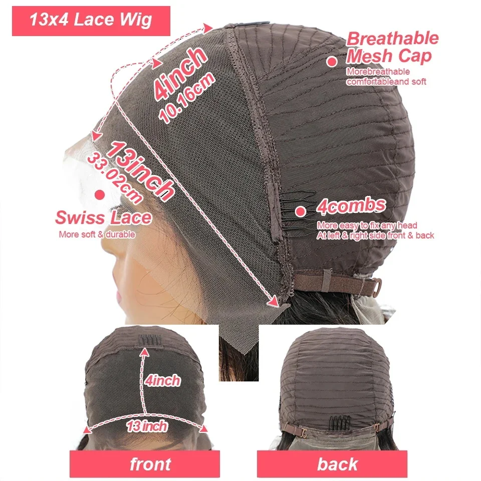 Bob peruca de cabelo humano 13x4 peruca dianteira do laço 180% densidade curto em linha reta frontal bob peruca renda transparente pré arrancado com cabelo do bebê