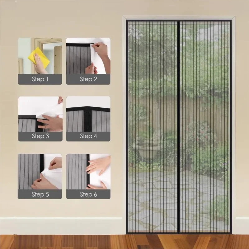 Magnetic Mosquito Net Curtain, Anti-Fly Auto Close Screen for Doors & Windows, Ventilation Mesh, No Drill Easy Install