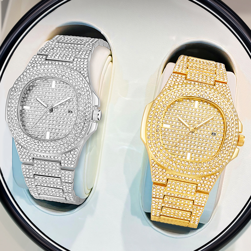 หรูหราแฟชั่น Casual Men นาฬิกา Big Dial สแตนเลสสตีลปฏิทินนาฬิกาข้อมือควอตซ์ CLASSIC TOP ยี่ห้อชายนาฬิกา 2024