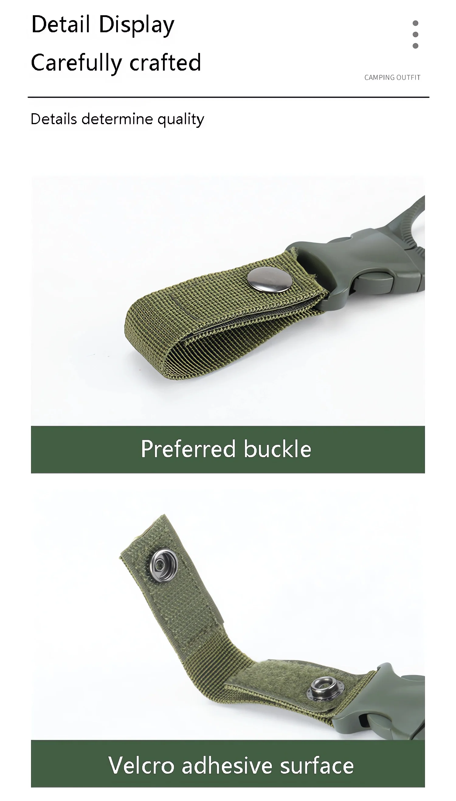 Hebilla táctica para botella de agua, correas para colgar al aire libre, portátil para acampar, senderismo, viaje, accesorio duradero para exteriores