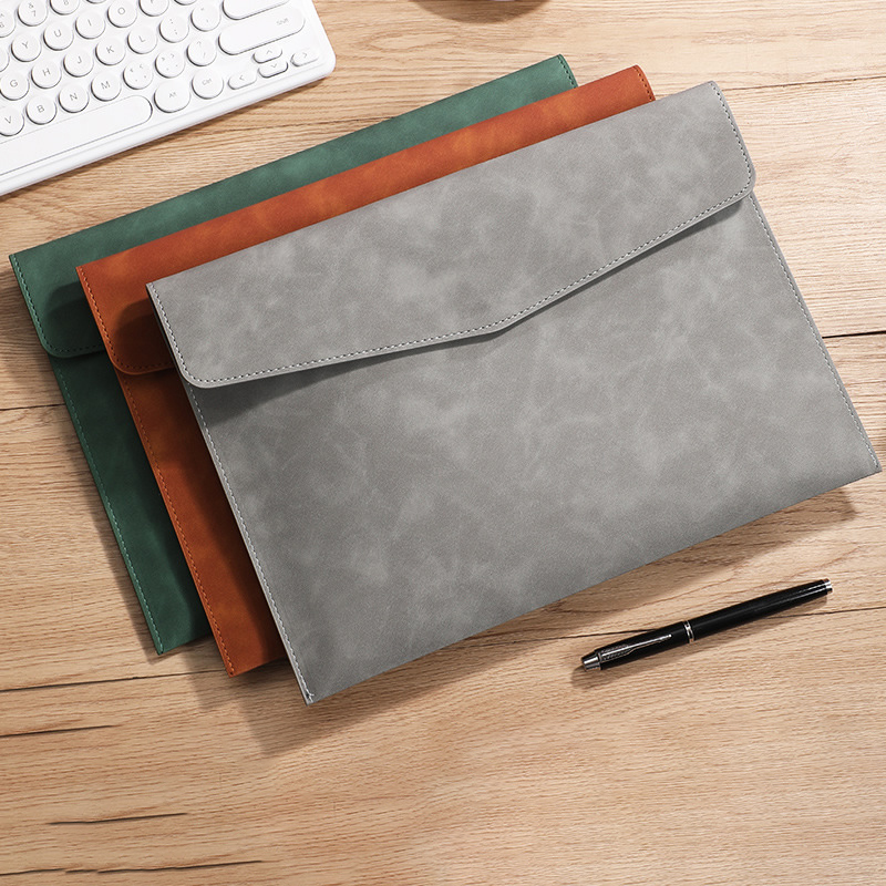 Leather File Folder Simple Large Capacity Document Bag Fashion Briefcase Data Contract Bill File Bag Office Paper Organizer
