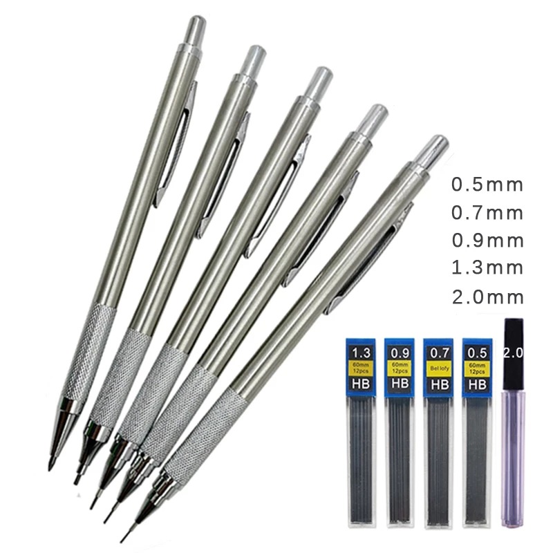 Portaminas de metal profesional para dibujar 0,3/0,5/0,7/0,9/1,3/2,0/3,0 mm