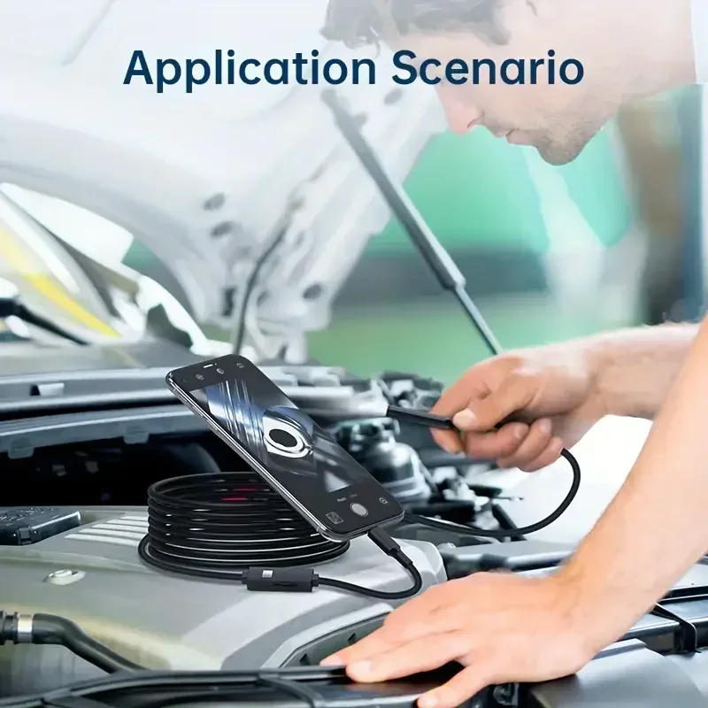 ​ ​ Mini câmera endoscópica 3 em 1 - câmera cobra USB/Tipo C para PC Android e inspeção de carro ​ ​