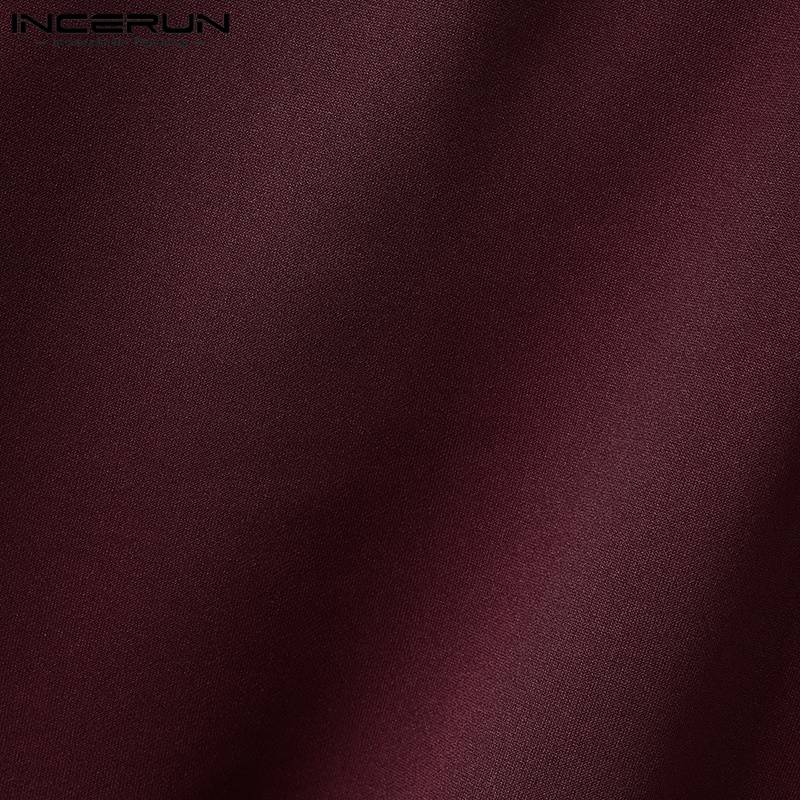INCERUN-Tops de estilo coreano para hombre, camisas con diseño de deconstrucción, ropa de calle informal, blusa de manga larga con cuello en V liso, S-5XL 2024