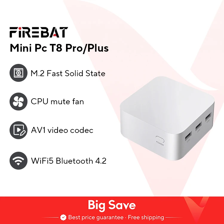 FIREBAT T8 Pro Plus Mini-PC Intel Celeron N5095 N100 Desktop-Gaming-Computer 8 GB 16 GB 256 GB 512 GB DDR4 DDR5 WIFI5 BT4.2