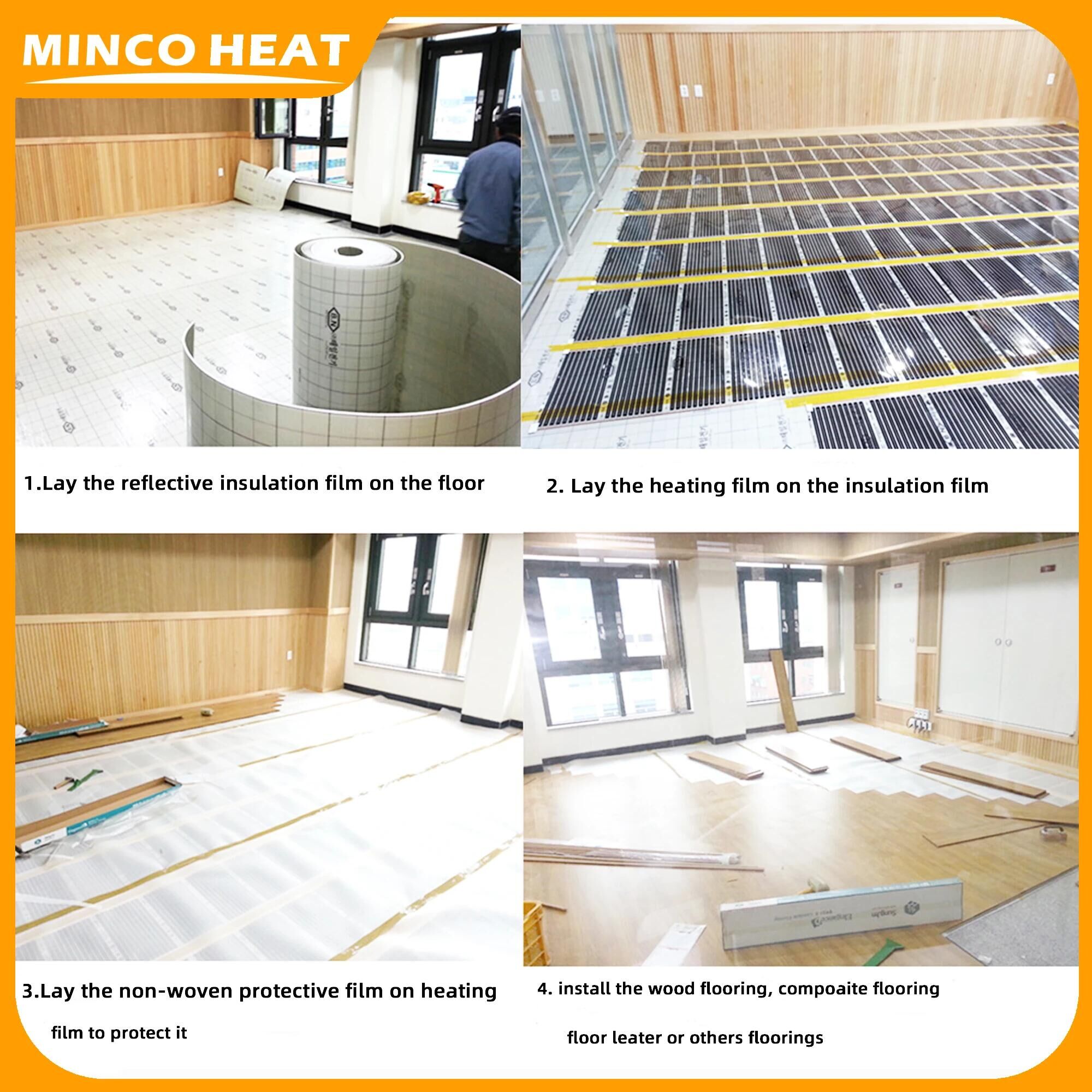 Minco Heat-sistema de calefacción por suelo radiante de tela no tejida, 100cm de ancho, accesorio para película calefactora infrarroja, protección a prueba de humedad