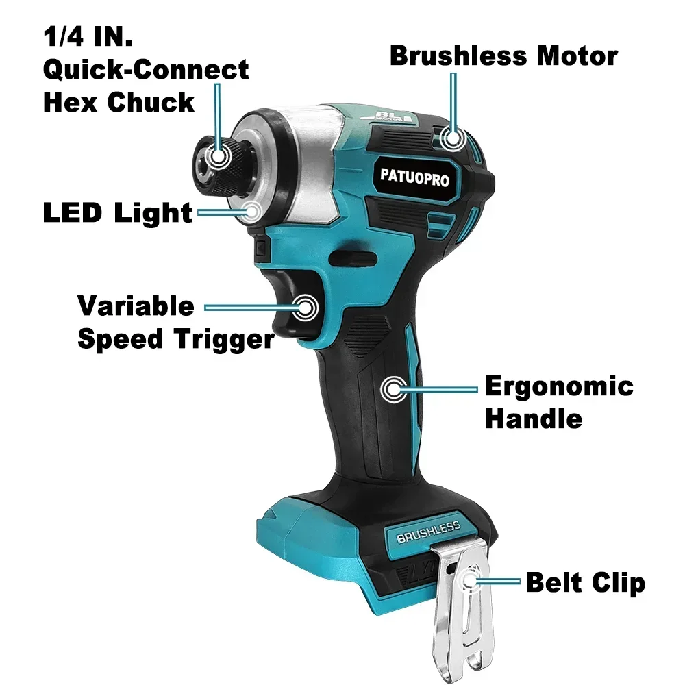 5-Speed Brushless ไขควงไฟฟ้า 1/4 "ไขควงกระแทกไร้สายสว่านไฟฟ้าสําหรับ Makita 18V แบตเตอรี่ (ไม่มีแบตเตอรี่)