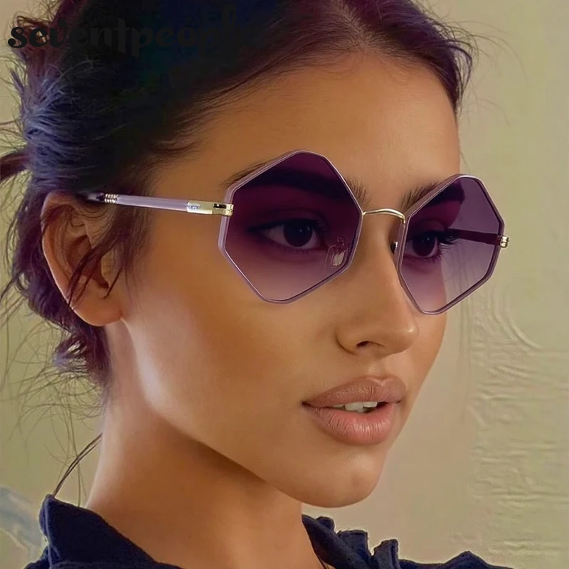 Gafas de sol hexagonales Punk con montura pequeña para mujer, lentes de sol poligonales Steampunk clásicas de marca de lujo 2025, sombra Vintage UV400