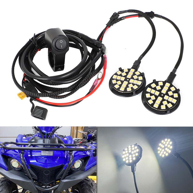 LED-Scheinwerfer-Kopflampen-Set für Yamaha Raptor 90 110 700R Grizzly 90 700 ATV-Scheinwerfer-Schalter, Kabelbaum, OEM-Objektiv