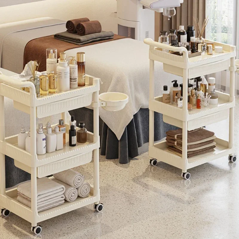 Carrello per attrezzi da barbiere Carrello portaoggetti per strumenti Carrello per bellezza multistrato Attrezzatura per parrucchiere stabile Stoccaggio per salone