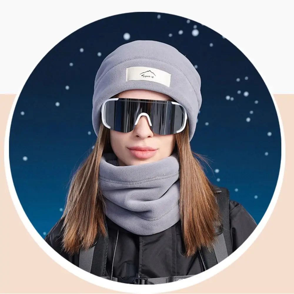 2 unids/set gorro de punto a prueba de viento conjunto de bufanda a prueba de frío calentador de cuello gorros gruesos invierno cálido ciclismo esquí con capucha