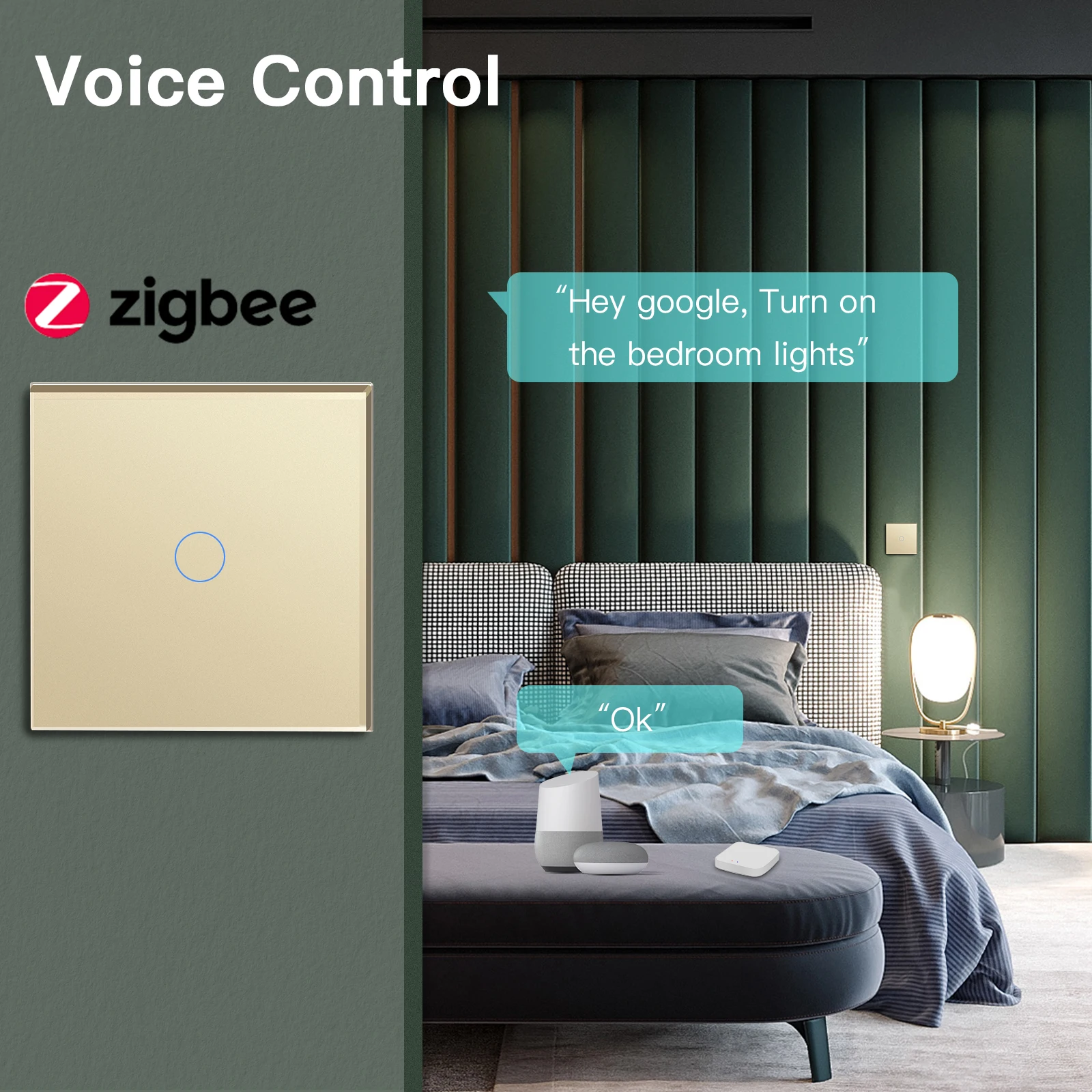 BSEED Zigbee Công Tắc Cảm Ứng 1/2/3 Băng Đảng 1Way Thông Minh Công Tắc Đèn Cảm Biến Tường Công Tắc Tuya Điều Khiển Thông Minh cuộc Sống Ứng Dụng Google Alexa
