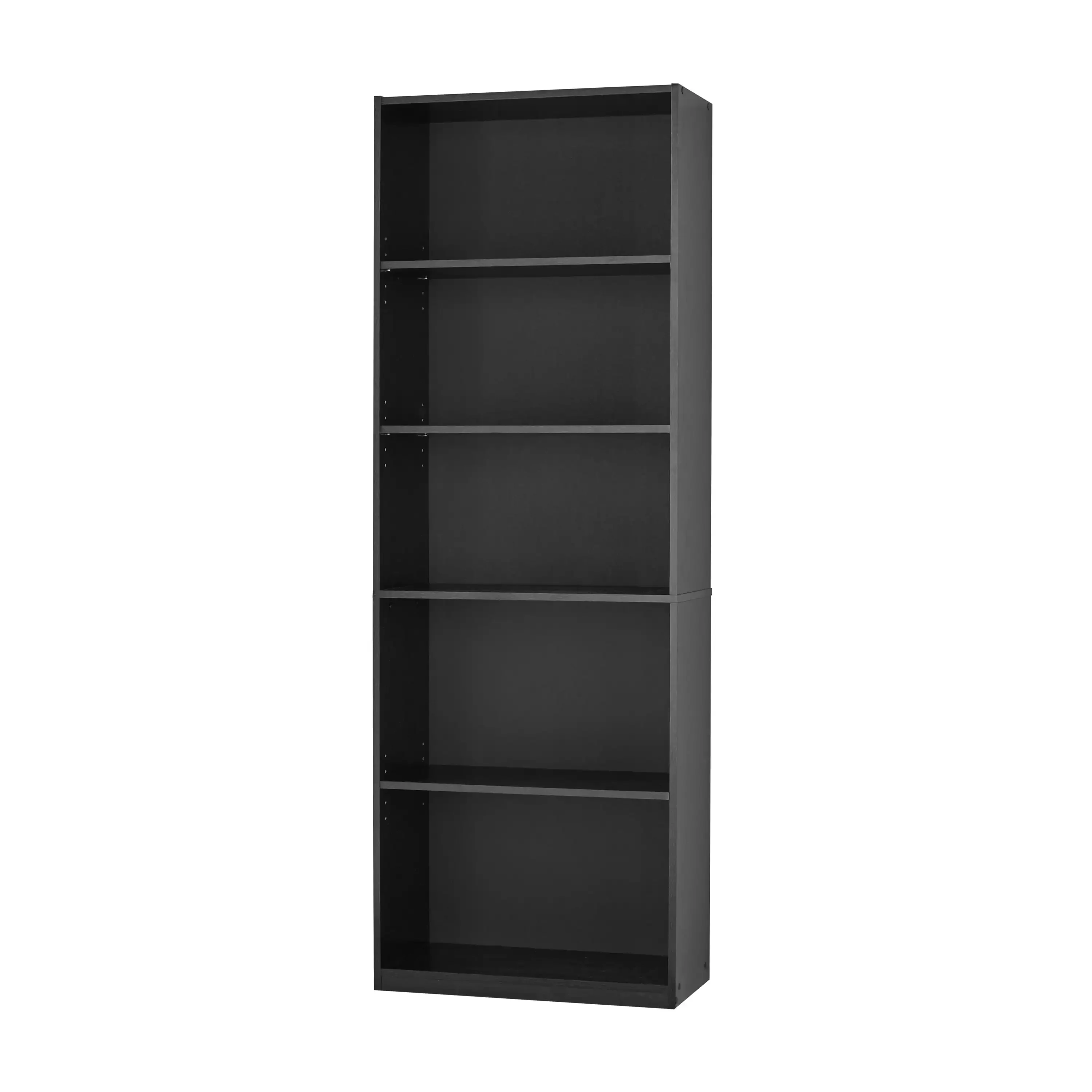 5-Shelf Bookcase with Adjustable Shelves, True Black Oak
