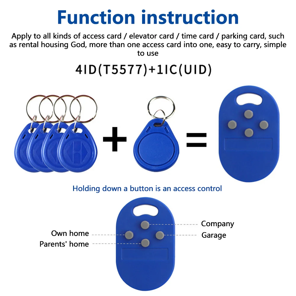 Thẻ khóa đa chức năng RFID 5 trong 1 125k 13.56MHZ Thẻ NFC T5577 EM ID IC UID Thẻ kim loại có thể viết lại Fob