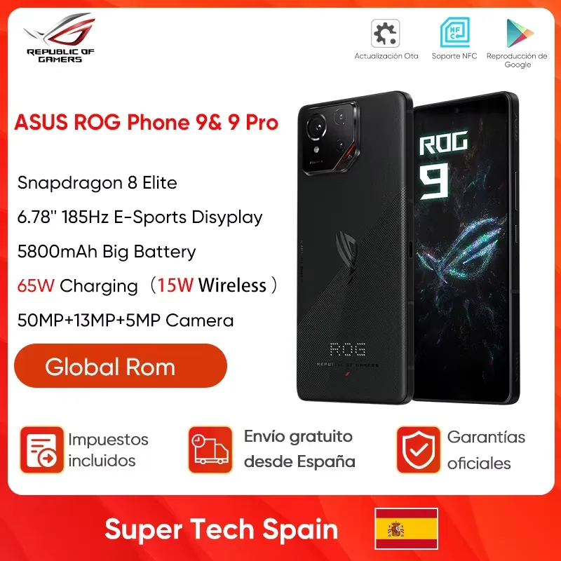 Weltpremiere ASUS ROG Phone 9 5G Smartphone Snapdragon 8 Elite 6,78'' 185 Hz AMOLED-Display ROG 9 Pro 5800 mAh NFC-Handy