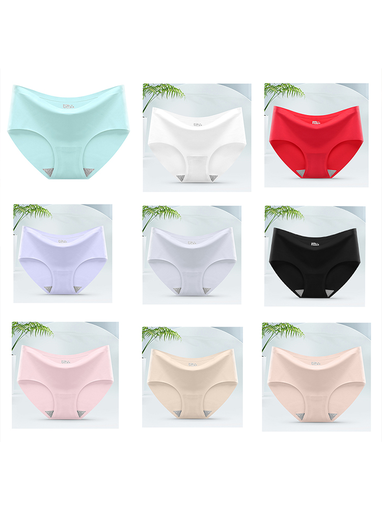 Mutandine da donna in seta di ghiaccio senza cuciture da 9 pezzi, comfort morbido e traspirante, slip per ragazze adolescenti in tinta unita, design monopezzo