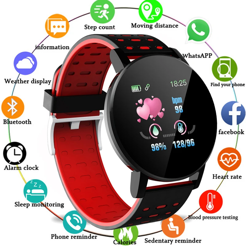 119S Smartwatch Bluetooth Thông Minh Xem Người Đàn Ông Huyết Áp Phụ Nữ Thông Minh Ban Nhạc Đồng Hồ Thể Thao Tập Thể Dục Tracker Đồng Hồ Cho Android IOS