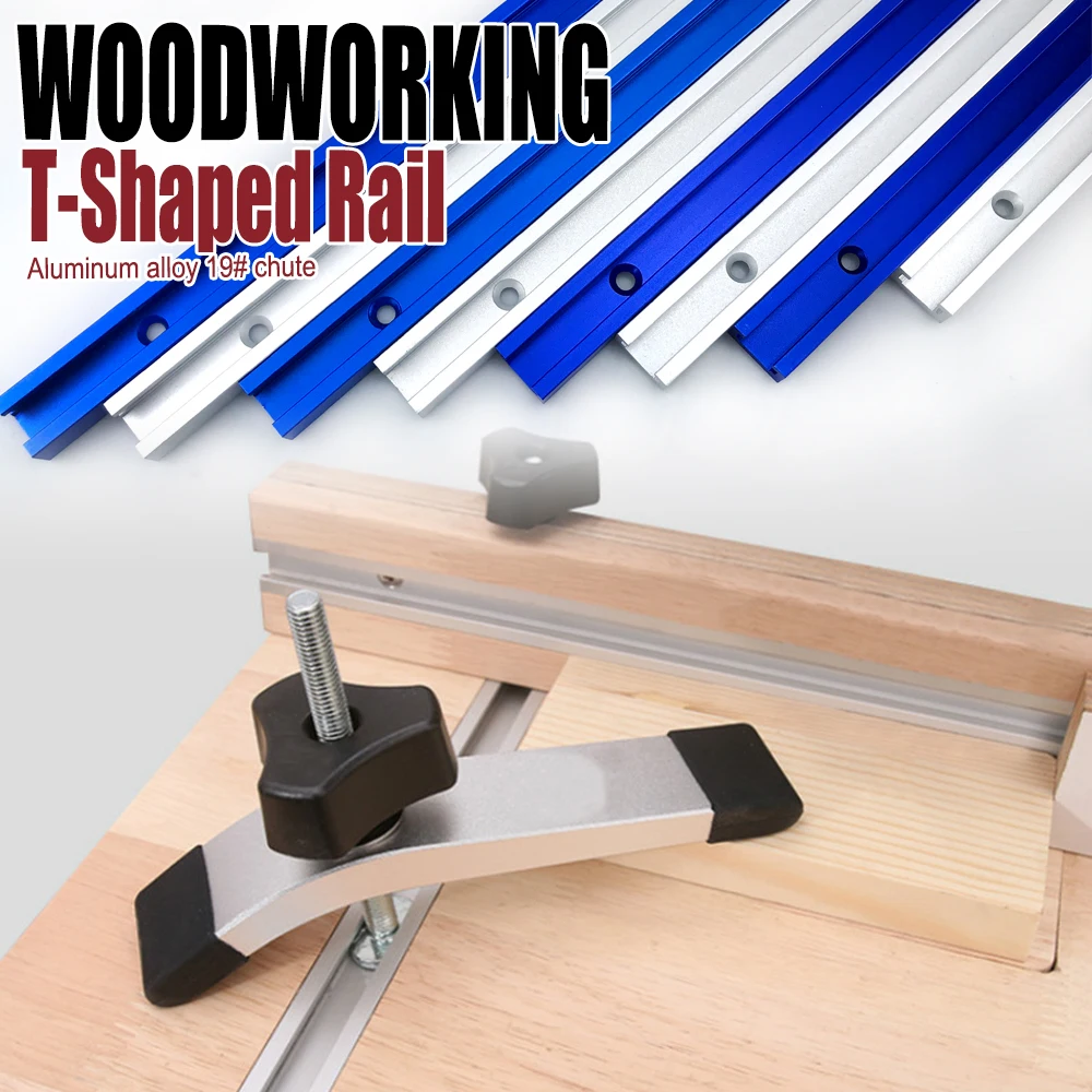 300-600mm T Track Chute 19 Type T-slot Miter Track Woodworking Tool Aluminium Alloy Guide Rail for Table Saw Workbench DIY Tool