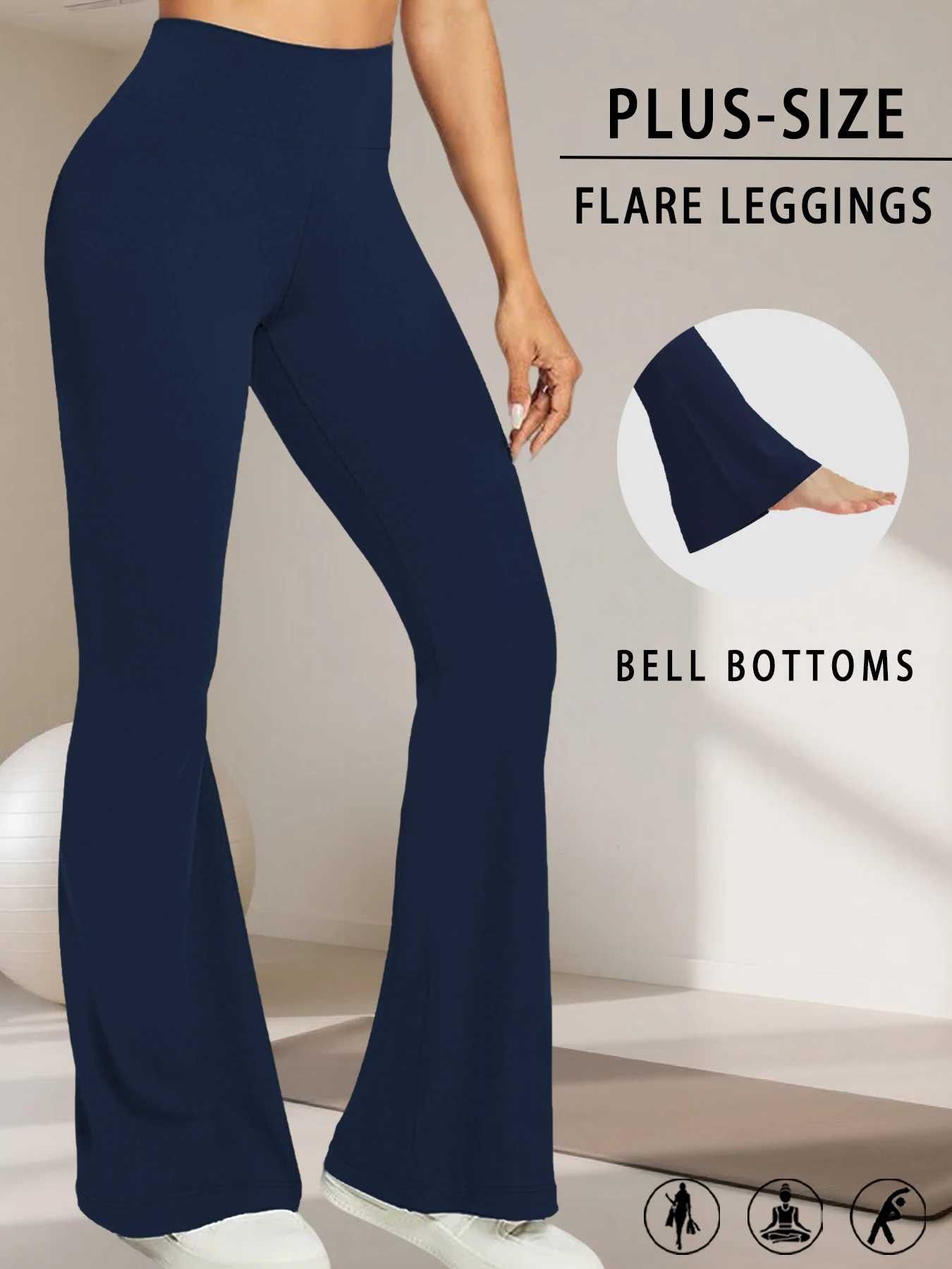 Superweiche, hoch taillierte Schlaghose für Damen in Übergröße, Leggings mit Bauchkontrolle, weiche Bootleg-Schlaghose zum Laufen