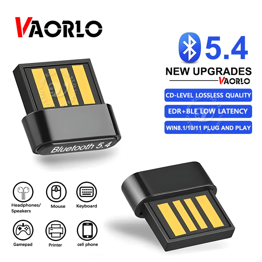 Draadloze Bluetooth 5.4 USB-adapter voor pc, draadloze muis, toetsenbord, Bluetooth-headset, audiozender, compatibel met Windows 8.1/10/11. Geen driver vereist voor laptops.