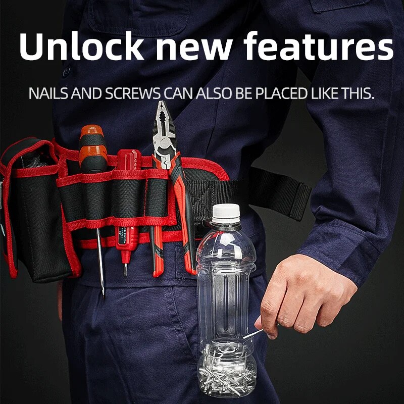 Bolsa de cinto de ferramentas multibolso durável para eletricista, bolsa utilitária portátil resistente de qualidade premium para reparo elétrico e mai