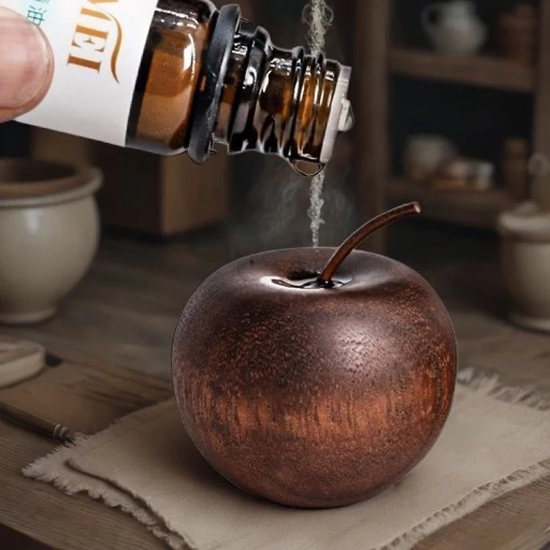 1PCS Of Wooden Apple Shaped Essential Oil Diffuser Fragrance Diffuser Suitable For Home Bathroom Car Decoration