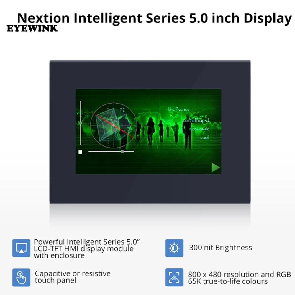 Nextion 5,0 Zoll LCD-TFT HMI Display Kapazitives/resistives Touchpanel-Modul RGB 65K Farbe Intelligente Serie mit Gehäuse