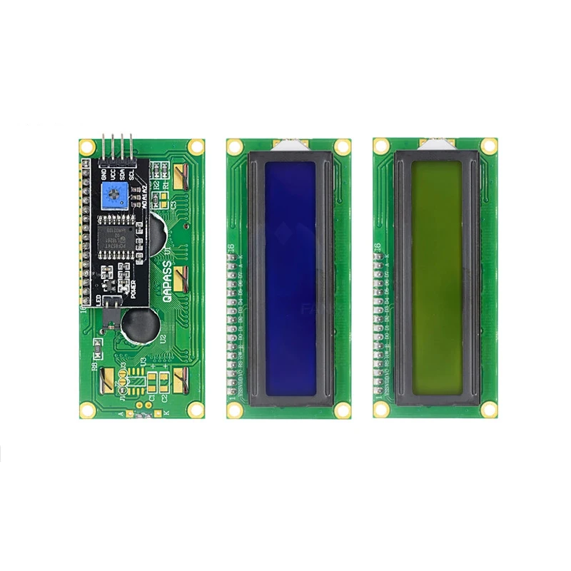 LCD1602 1602 LCD 모듈 Arduino 용 IIC I2C 직렬 인터페이스 어댑터 모듈이있는 파란색/녹색 화면 16x2 문자 LCD 디스플레이