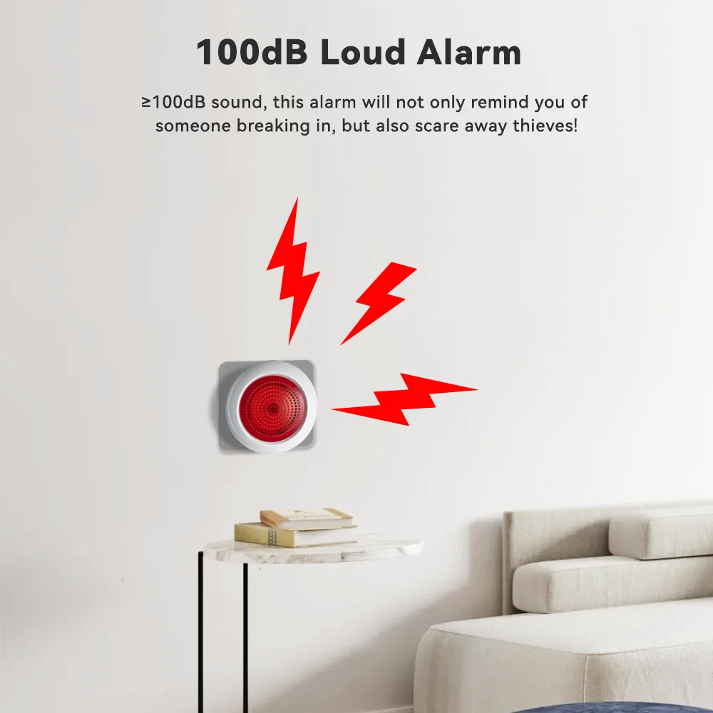 Meian Tuya 100dB Sirene Alarm Draadloze Sirena Alarma Linkage Beveiliging Controle Via Smart Life APP ZigBee 3.0 Gateway
