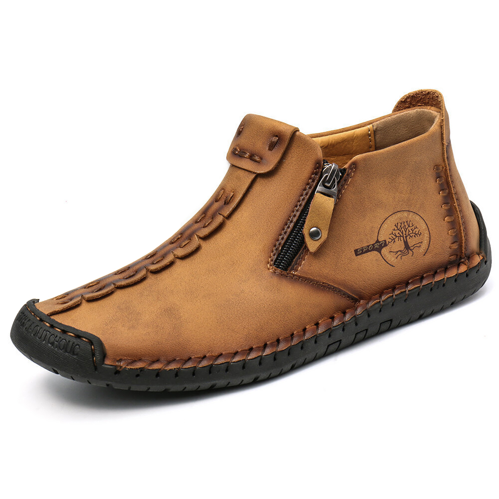 Botas de otoño para hombre, botines informales hechos a mano para hombre, Botas de invierno, zapatos con cremallera para Hombre, Botas