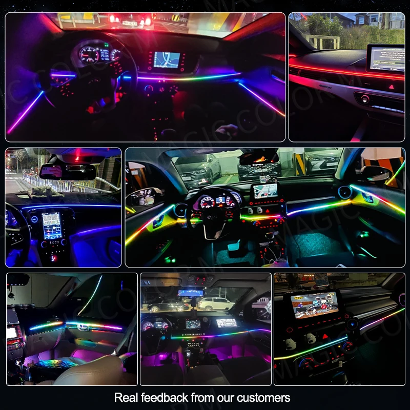 Vgetting-luces ambientales para coche, 140/55,1 pulgadas, 2 en 1, LED Universal, sinfonía, RGB, lámpara de ambiente, aplicación remota USB, control remoto para Tesla Model 3 Y S X