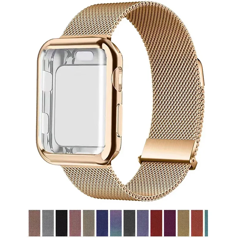 애플 워치 밴드용 밀라노 루프, 케이스 당 44mm, 45mm, 38mm-42mm-41mm, 40mm, 금속 마그네틱 밴드, iwatch 시리즈 9, 8, 7, 6, 5, 4, 3, SE 스트랩