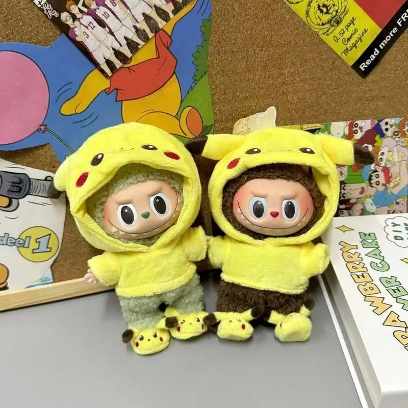 Neue Mini Plüsch Puppe Kleidung Set Nette Pikachu Anzug Cartoon 17 cm Labubu Vinyl Puppe Kpop Idol Puppe Kleidung Zubehör