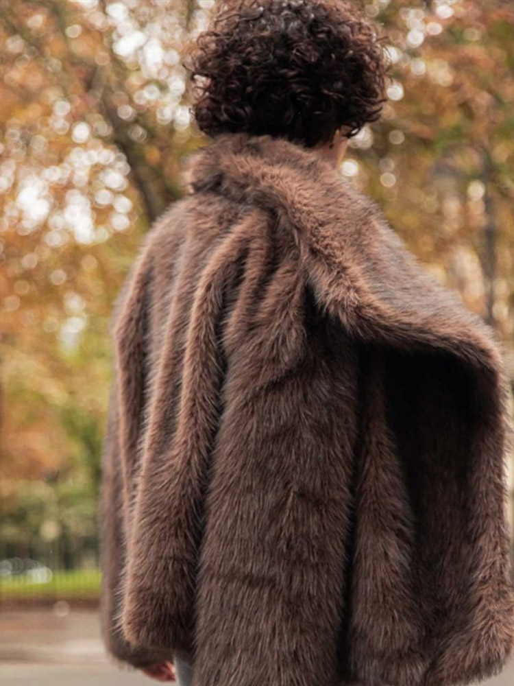 女性用長袖フェイクファーコート,女性用単色ジャケット,襟,ボタン,厚手,暖かい,冬,2024