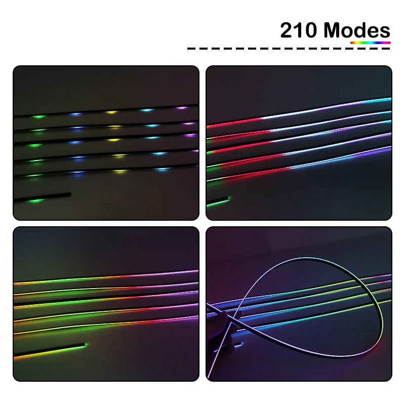 Streamer 18 en 1 a todo Color, luces ambientales para coche, RGB, 64 colores, LED Universal, tira acrílica oculta Interior, lámpara de ambiente sinfónico