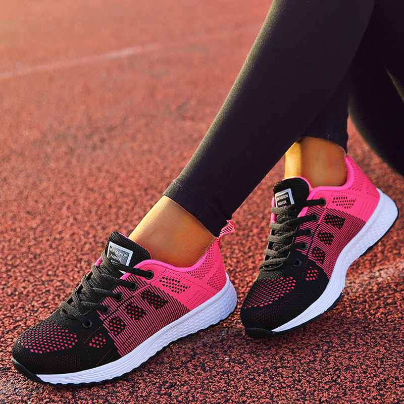 2024 nuevas zapatillas de deporte de moda para mujer, zapatillas transpirables para exteriores, zapatillas de deporte para mujer, tela de malla con cordones, calzado femenino, zapatos para mujer