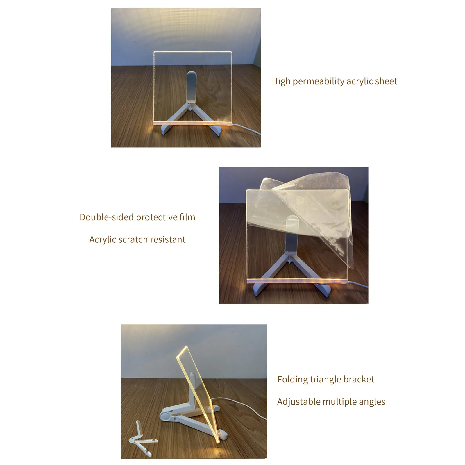 Lampada da tavolo da disegno a LED incandescente Bacheca per appunti in acrilico trasparente Memo cancellabile Luce notturna USB Regali di Natale di compleanno